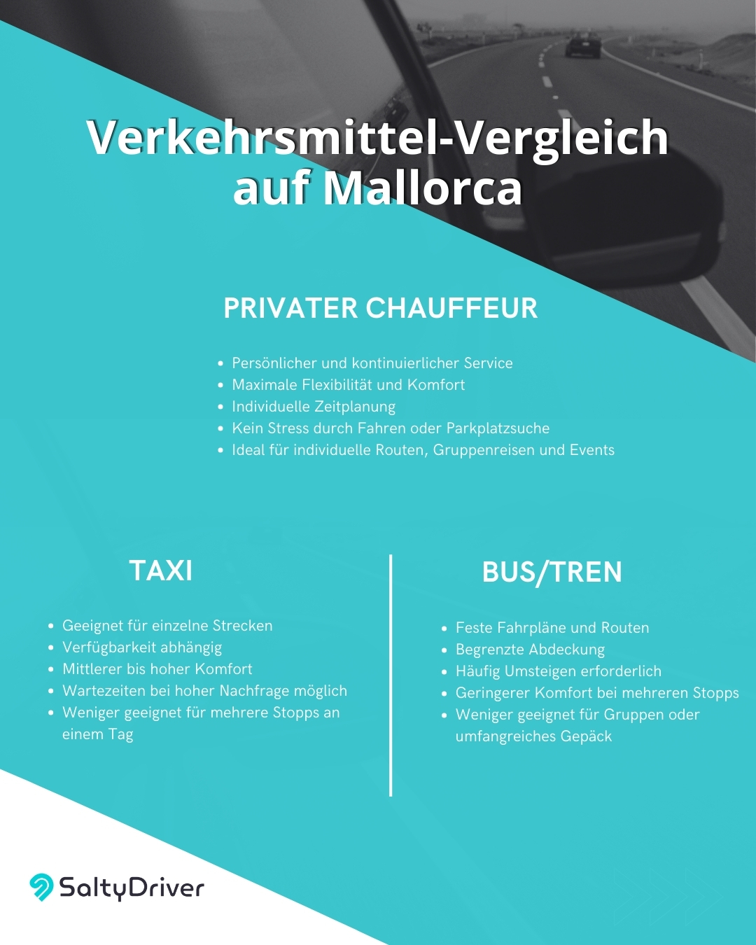 privaten chauffeur Verkehrsmittel-Vergleich auf Mallorca